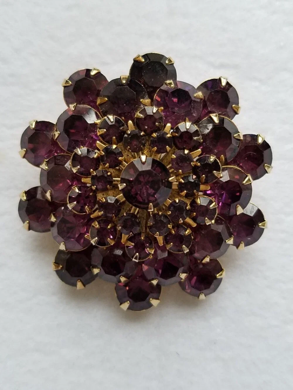 Vintage Purple Faceted Rhinestone Stacked Brooch